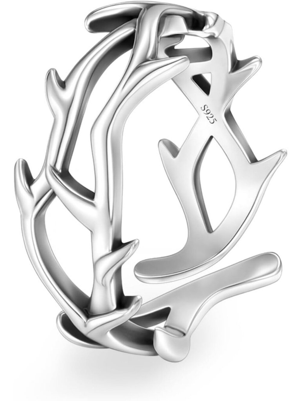 Adjustable 925 Sterling Silver Gothic Crown of Thorns Ring for Men & Women